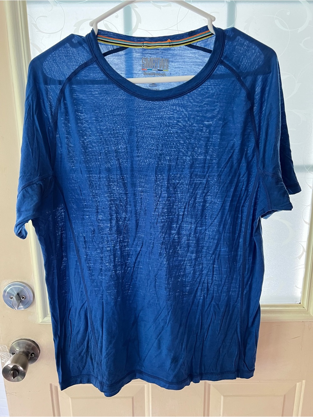 Smartwool Men's Short Sleeve Tee in Blue with Contrast Neck Trim